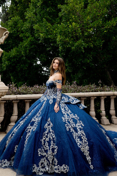 Applique Off Shoulder Ball Gown by Bella Princess PQ1086