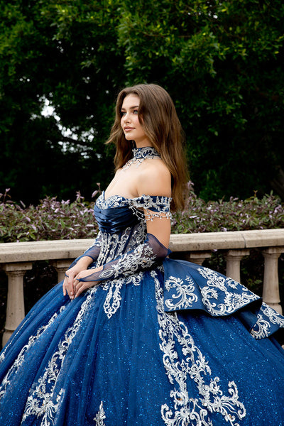 Applique Off Shoulder Ball Gown by Bella Princess PQ1086