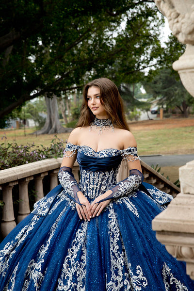 Applique Off Shoulder Ball Gown by Bella Princess PQ1086