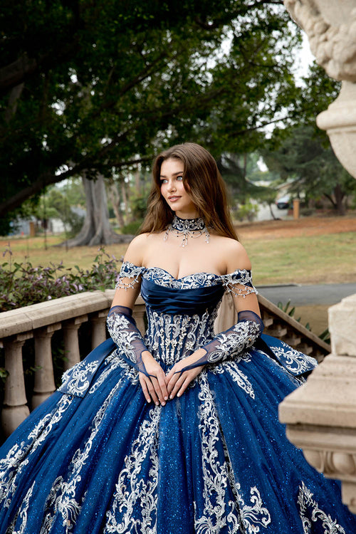 Applique Off Shoulder Ball Gown by Bella Princess PQ1086