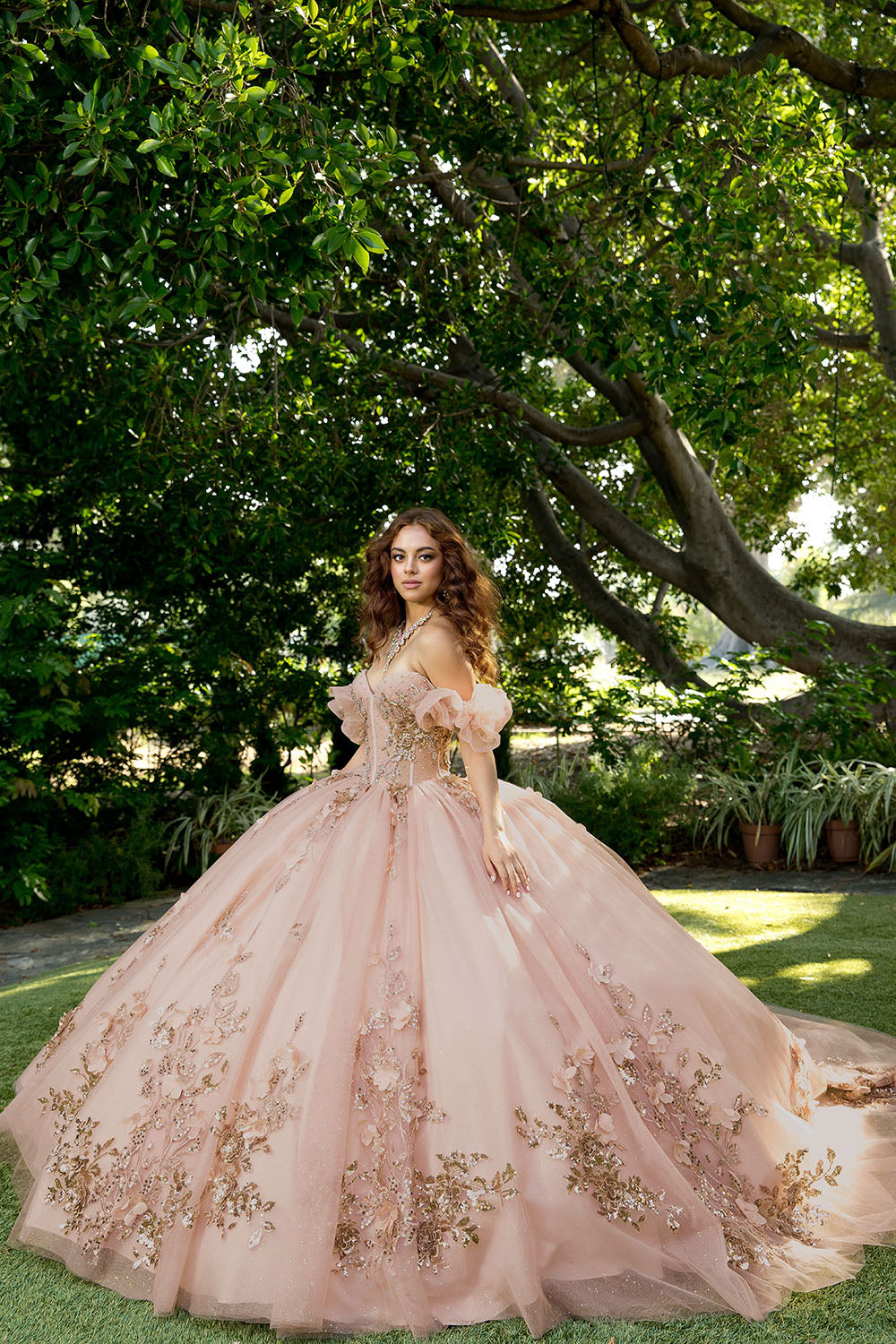 3D Floral Strapless Ball Gown by Bella Princess PQ1089