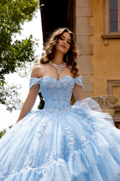 Off Shoulder Flounced Ball Gown by Bella Princess PQ1092