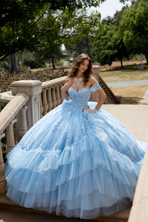 Off Shoulder Flounced Ball Gown by Bella Princess PQ1092