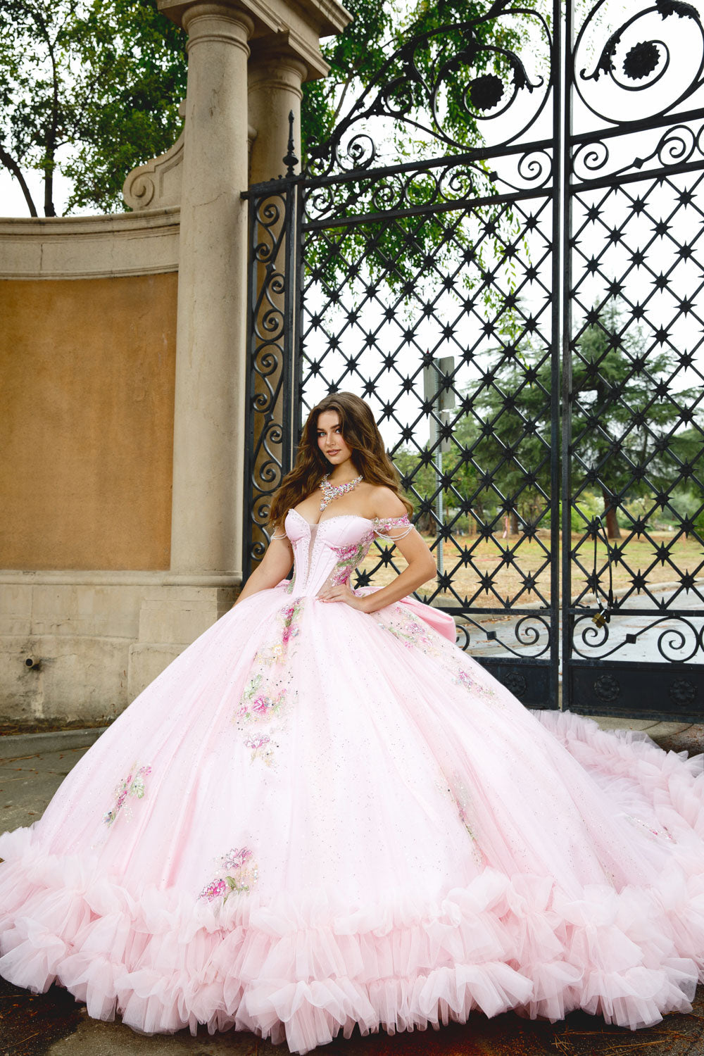 Off Shoulder Ruffled Ball Gown by Bella Princess PQ1095
