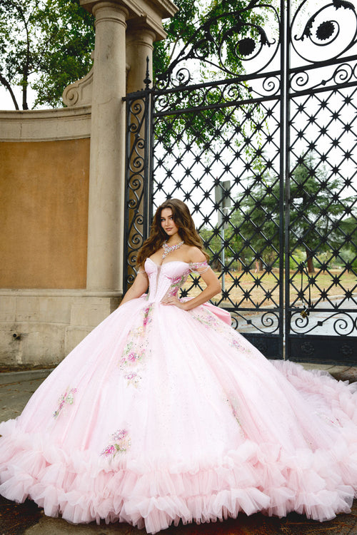 Off Shoulder Ruffled Ball Gown by Bella Princess PQ1095