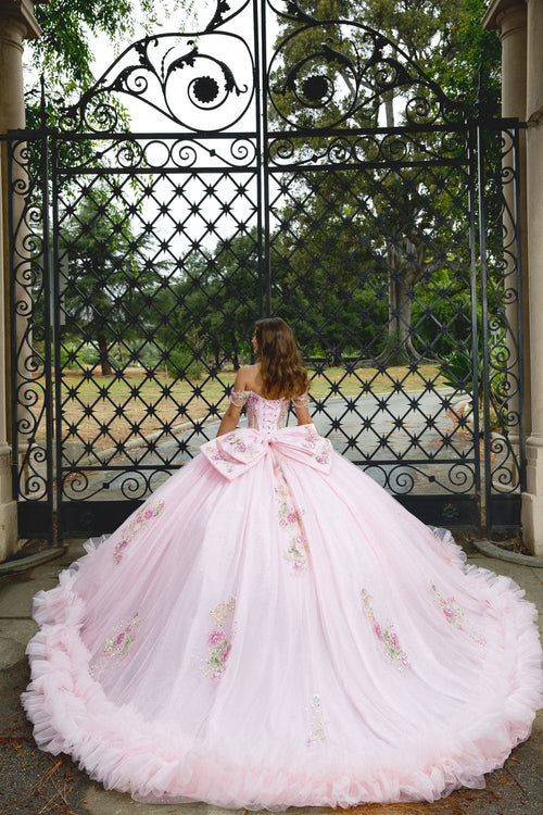Off Shoulder Ruffled Ball Gown by Bella Princess PQ1095