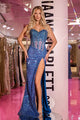 Prom Dresses Beaded Long Prom Dress Blue