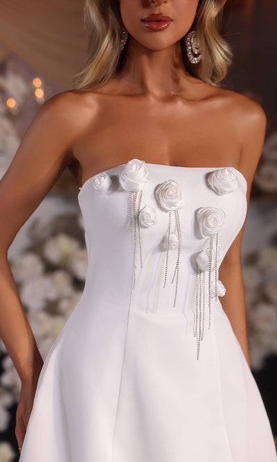 Floral Detail Straight Neckline Cocktail Dress by Portia and Scarlett