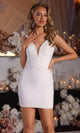 Portia and Scarlett PS25574 - Sleek V Neck Mini Dress with Bow Accent