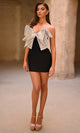 Portia and Scarlett Bow Sequin V-Neck Cocktail Dress