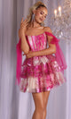 Portia and Scarlett PS25701 - Floral Embroidered Tiered Dress