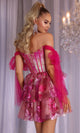 Portia and Scarlett PS25701 - Floral Embroidered Tiered Dress