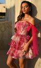 Portia and Scarlett PS25701 - Floral Embroidered Tiered Dress