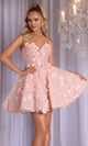 Portia and Scarlett PS25703 - Floral Embroidered Mini Dress