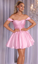 Portia and Scarlett PS25725 - Off Shoulder Ruched Mini Dress