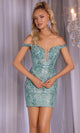 Portia and Scarlett PS25738 Beaded Applique Off Shoulder Dress
