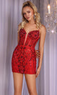 Portia and Scarlett PS25753 - Red Beaded Lace Cocktail Dress