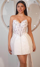 Portia and Scarlett PS25762 - Beaded Lattice Overskirt Short Dress