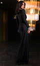 Portia and Scarlett PS25971E - Long Sleeve Slit Gown with Ruching