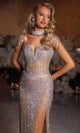 Portia and Scarlett Beaded Mesh Illusion Corset Gown