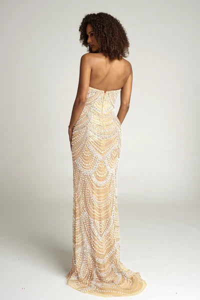 PORTIA & SCARLETT Silver/Nude dress