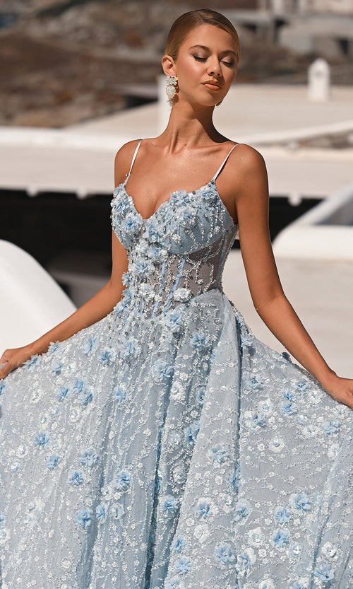 Portia and Scarlett PS26027 Short V-Neck Sleeveless A-Line Corset Bodice Prom Dress