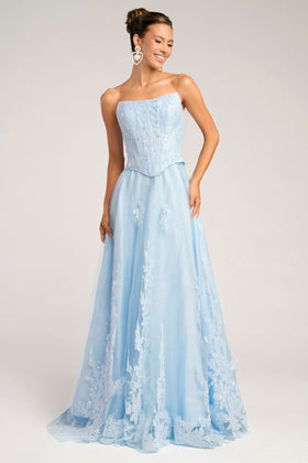 Portia and Scarlett PS26061 Long Sweetheart Sleeveless Corset Bodice Prom Dress