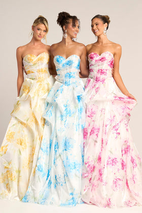 Portia and Scarlett PS26083 Long Sweetheart Sleeveless A-Line Organza Corset Bodice Prom Dress
