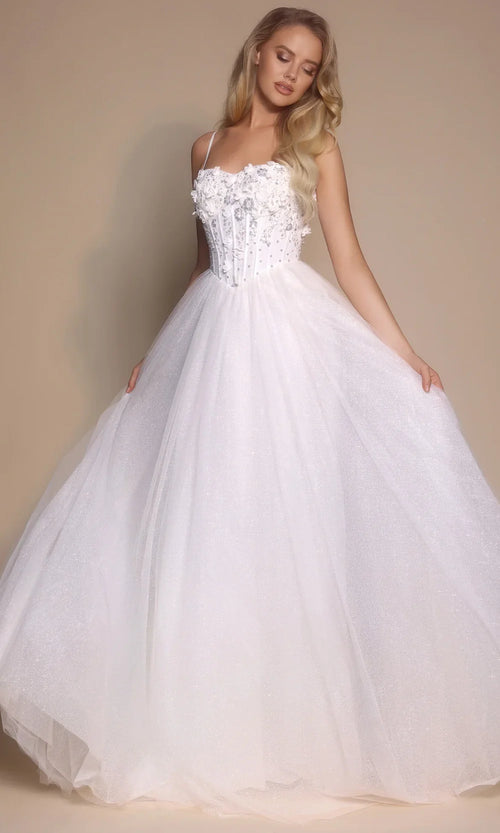 Portia and Scarlett PS26146 Long Sweetheart Sleeveless A-Line Corset Bodice Prom Dress