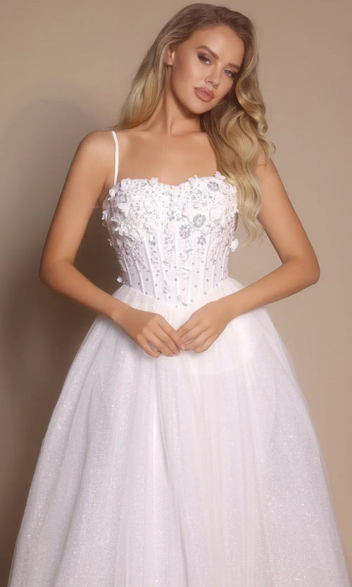 Portia and Scarlett PS26146 Long Sweetheart Sleeveless A-Line Corset Bodice Prom Dress