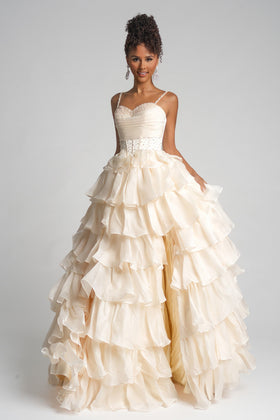 Portia and Scarlett PS26155 Long Sweetheart Sleeveless A-Line Organza Corset Bodice Prom Dress