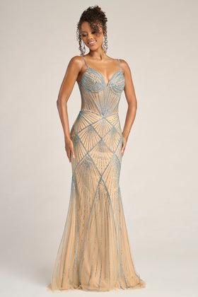Portia and Scarlett PS26263 Long Sweetheart Sleeveless Mermaid Corset Bodice Prom Dress