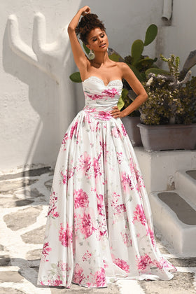 Portia and Scarlett PS26298 Long Sweetheart Sleeveless A-Line Lace Corset Bodice Prom Dress