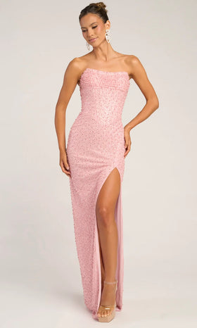 Portia and Scarlett PS26309E Long Straight-Across Sheath Beaded Detail Embellished Detail Prom Dress
