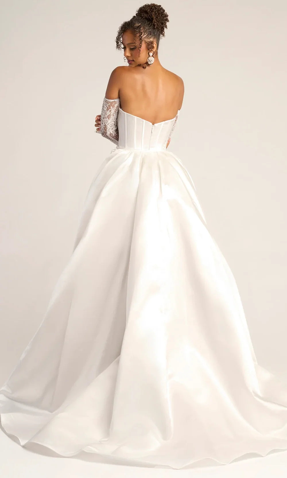 Sweetheart Strapless Boned Corset Beaded Lace Mermaid Evening Gown by Portia and Scarlett PS26328E