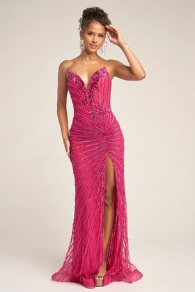 Portia and Scarlett PS26422C Long Sweetheart Sleeveless Mermaid Beaded Detail Prom Dress
