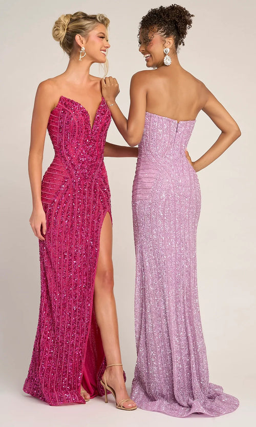 Sequin Mermaid Evening Gown with High Slit Formal Dress by Portia and Scarlett PS26424C