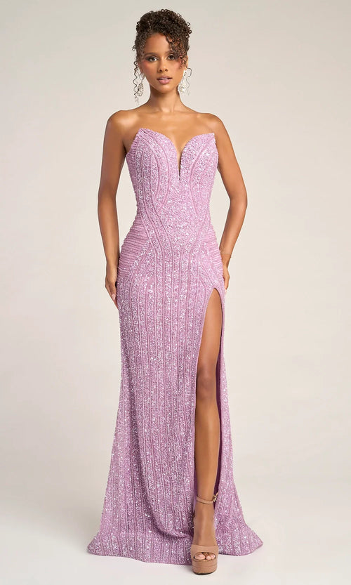 Sequin Mermaid Evening Gown with High Slit Formal Dress by Portia and Scarlett PS26424C