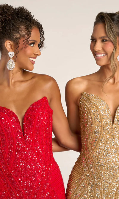 Sequin Mermaid Evening Gown with High Slit Formal Dress by Portia and Scarlett PS26424C