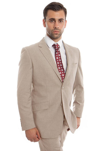 Men's Modern Tan Wool Suit by Zegarie Suits