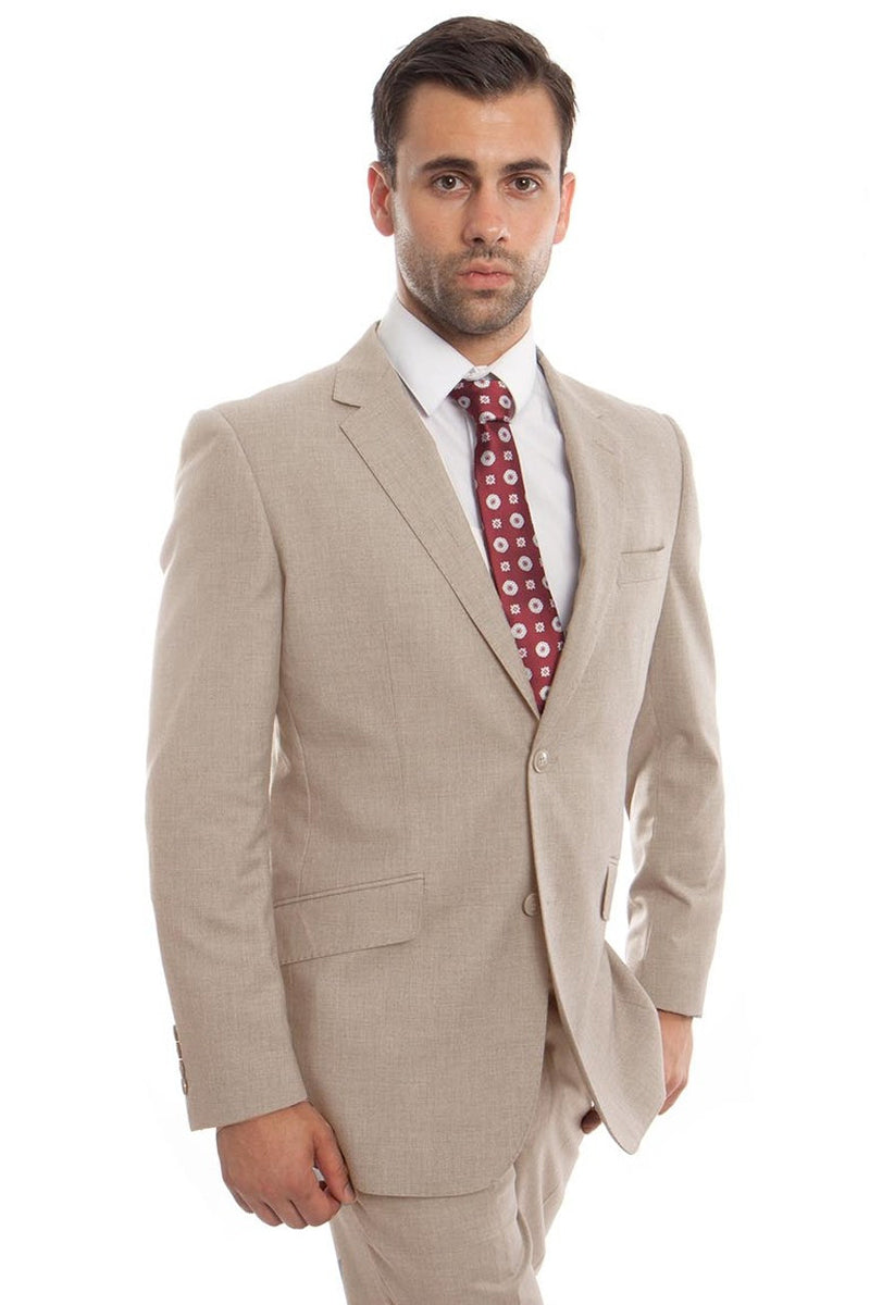 Men's Modern Tan Wool Suit by Zegarie Suits
