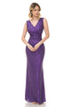 Formal Dress V-Neck Sleeveless Sheath Sequine Gown By Lenovia 5246