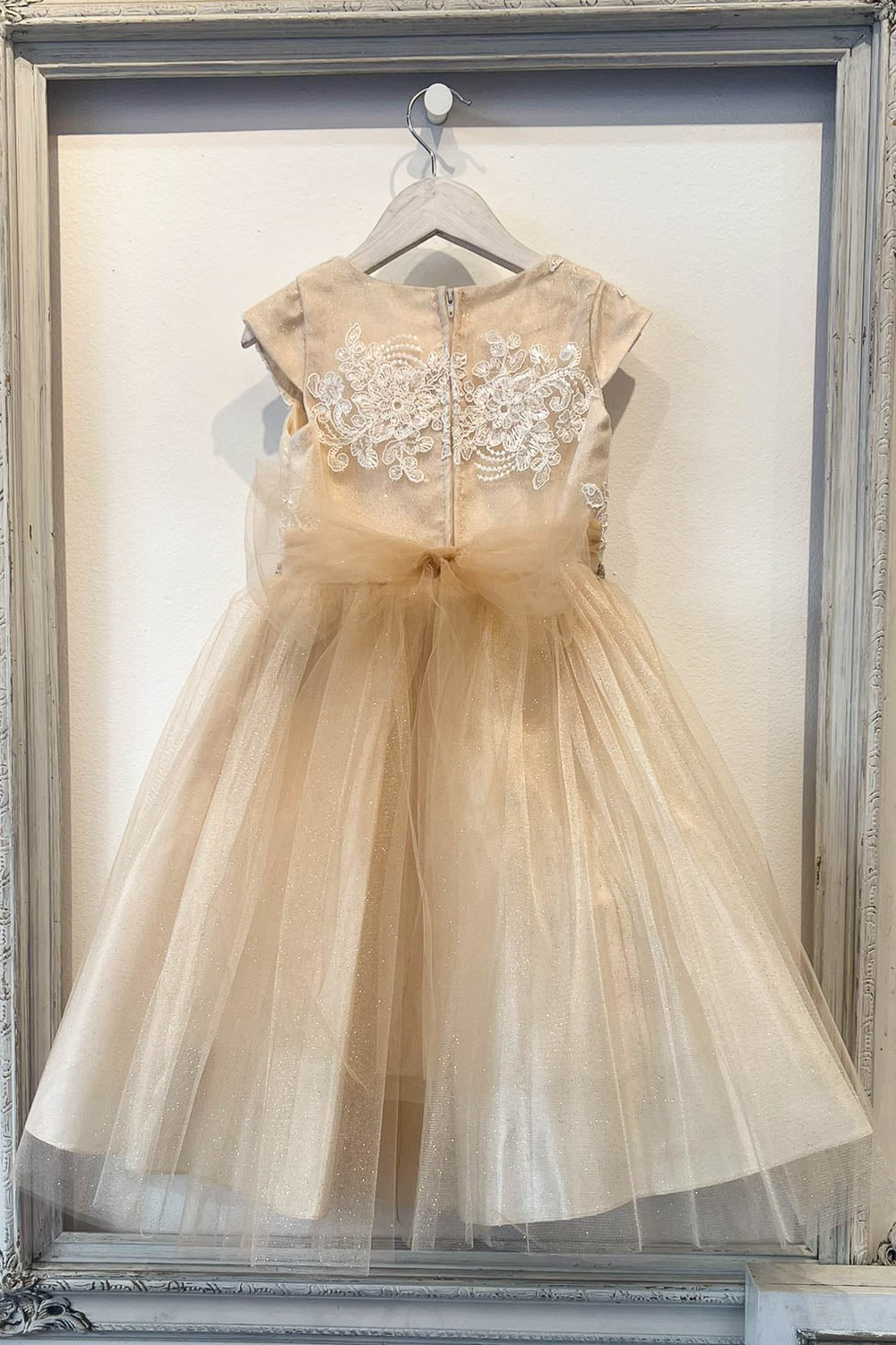 Embroidered Flower Dress with Tulle Skirt  Cap Sleeve Sparkle by Bella Princess 299