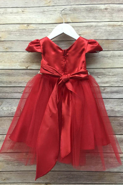 Satin & Tulle Flower Dress with Jewel Waist  Elegant Dress by Bella Princess 212B-A