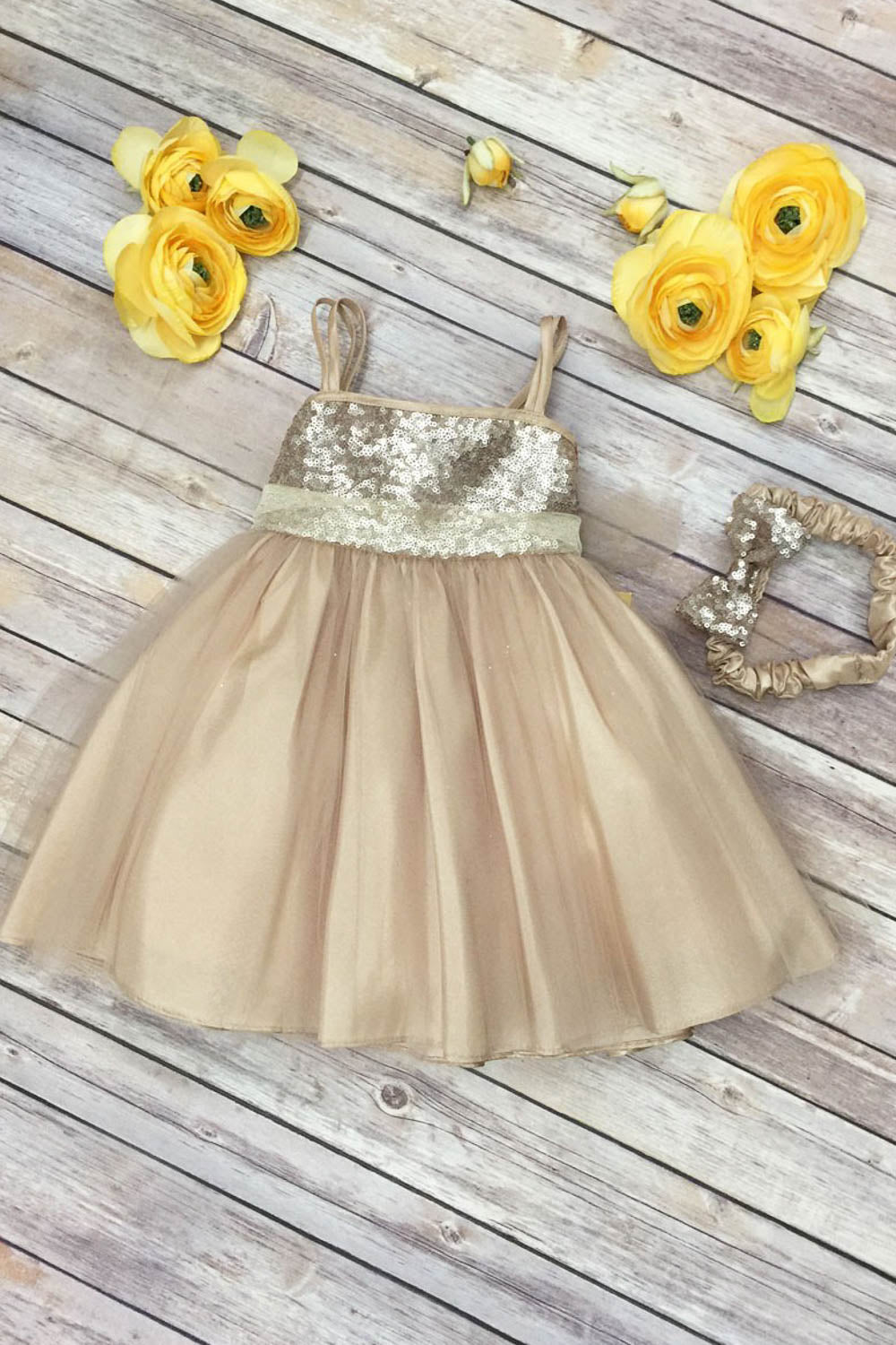 Sequin Tulle Dress with Matching Headband Ideal for Special Occasion by Bella Princess 216B