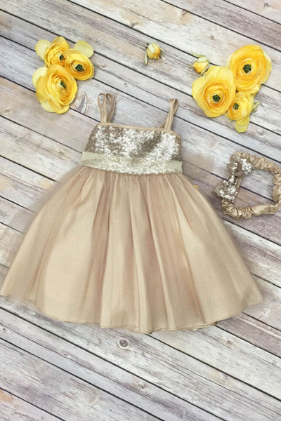 Sequin Tulle Dress with Matching Headband Ideal for Special Occasion by Bella Princess 216B