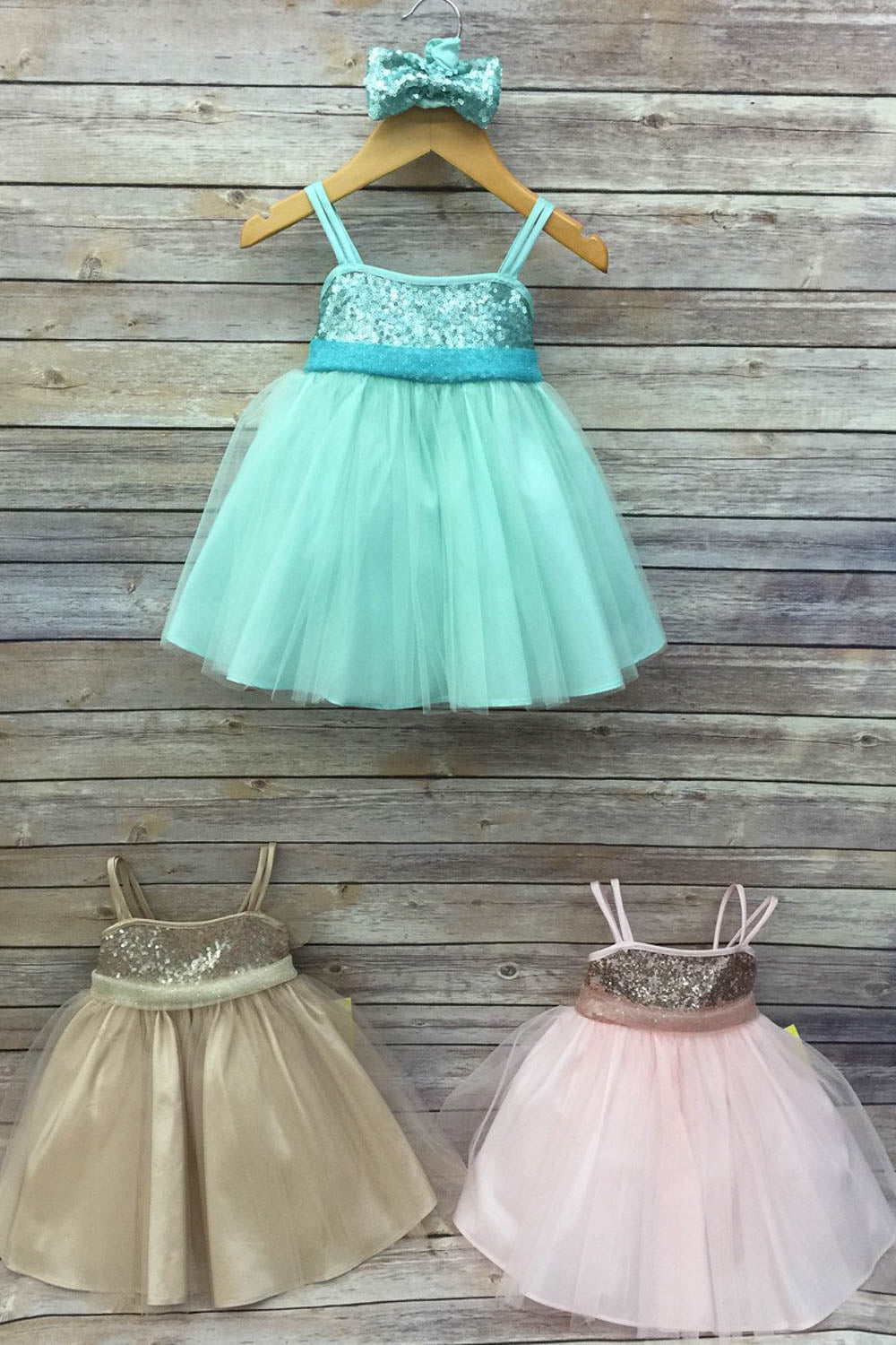 Sequin Tulle Dress with Matching Headband Ideal for Special Occasion by Bella Princess 216B
