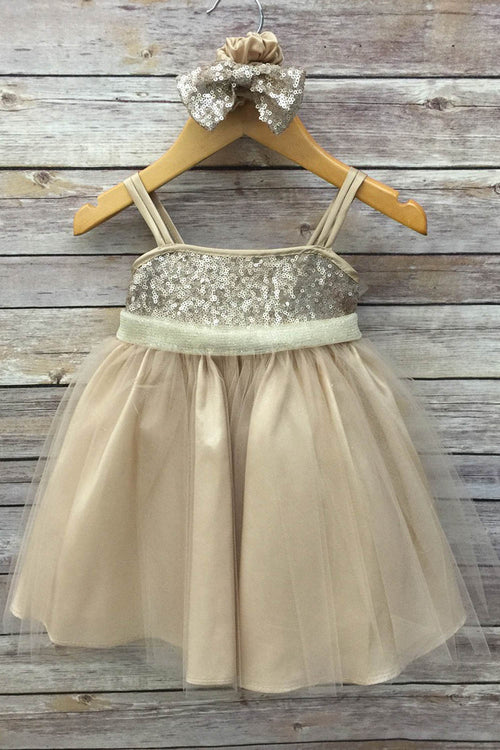 Sequin Tulle Dress with Matching Headband Ideal for Special Occasion by Bella Princess 216B
