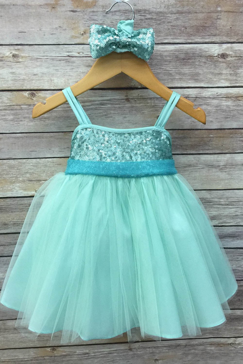 Sequin Tulle Dress with Matching Headband Ideal for Special Occasion by Bella Princess 216B