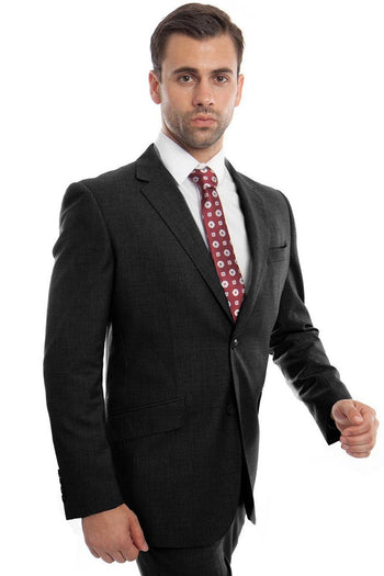 Modern Black Wool Suit for Men